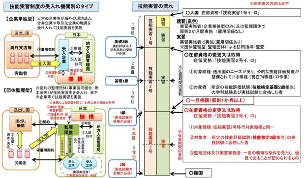 技能実習制度の仕組み（新制度の内容を含む。）